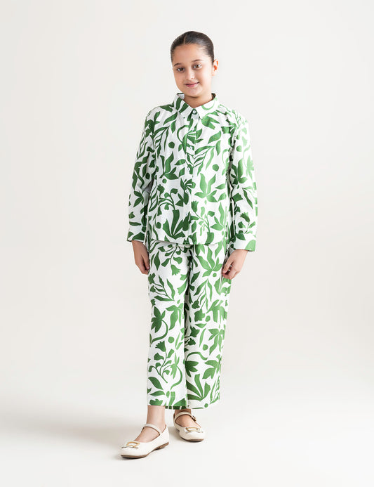 2 PIECE LEAF PRINTED SUIT
