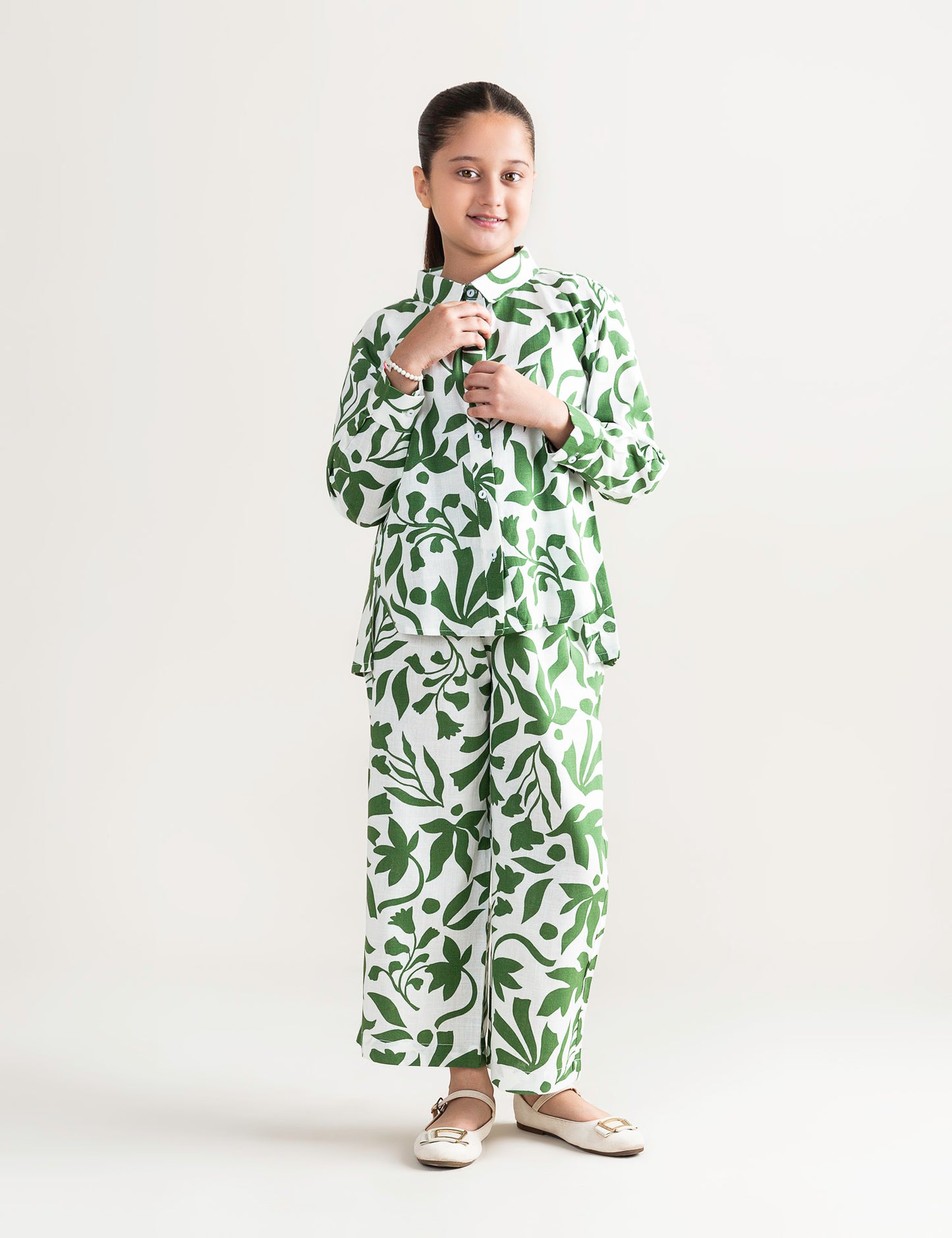 2 PIECE LEAF PRINTED SUIT