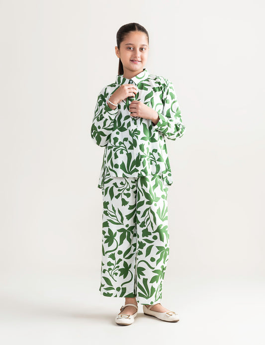 2 PIECE LEAF PRINTED SUIT