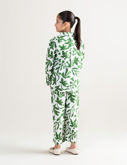 2 PIECE LEAF PRINTED SUIT