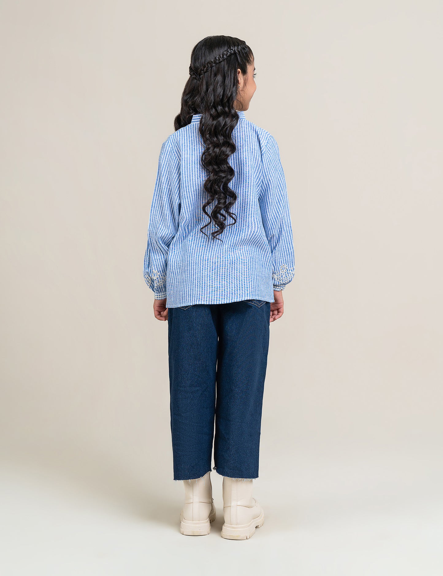 STRIPED EMBROIDERED TOP