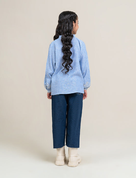 STRIPED EMBROIDERED TOP