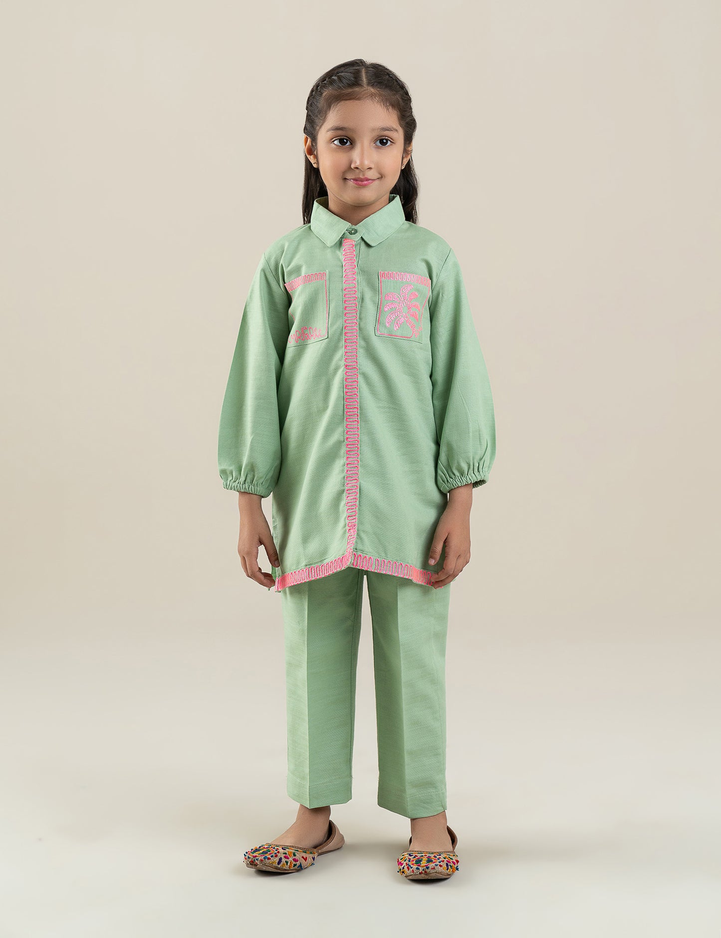 2 PIECE NEON EMBROIDERED SUIT