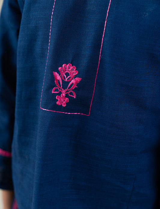 2 PIECE CONTRAST EMBROIDERED SUIT