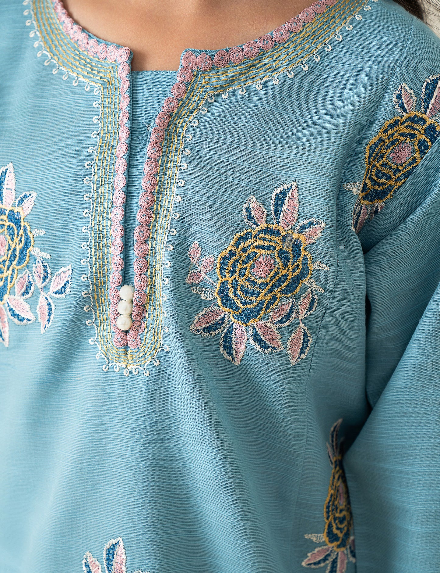 2 PIECE ROSE EMBROIDERED SUIT