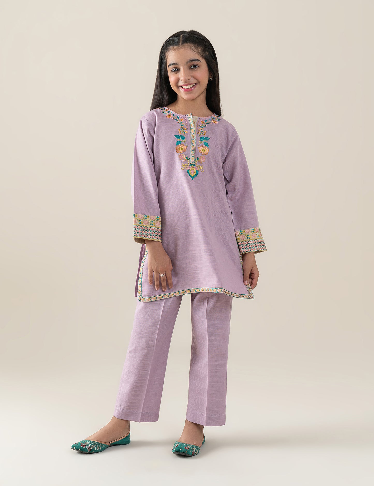 2 PIECE FLORAL EMBROIDERED SUIT