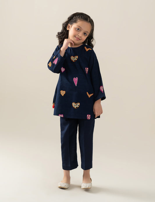 2 PIECE HEART EMBROIDERED SUIT