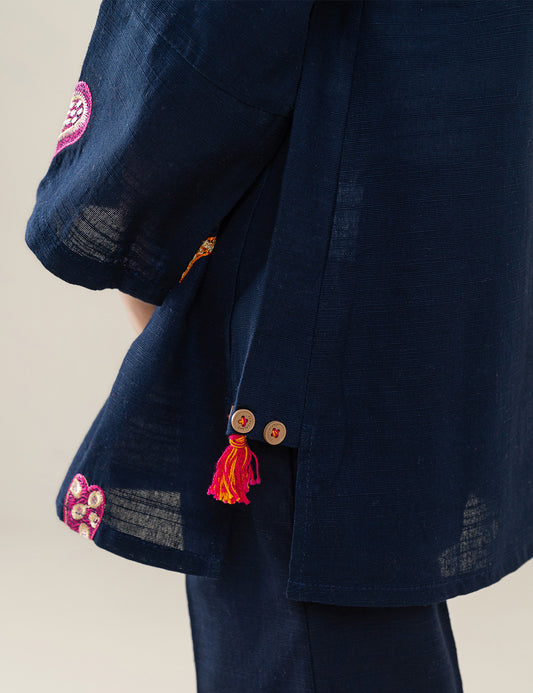 2 PIECE HEART EMBROIDERED SUIT