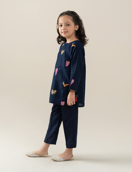 2 PIECE HEART EMBROIDERED SUIT