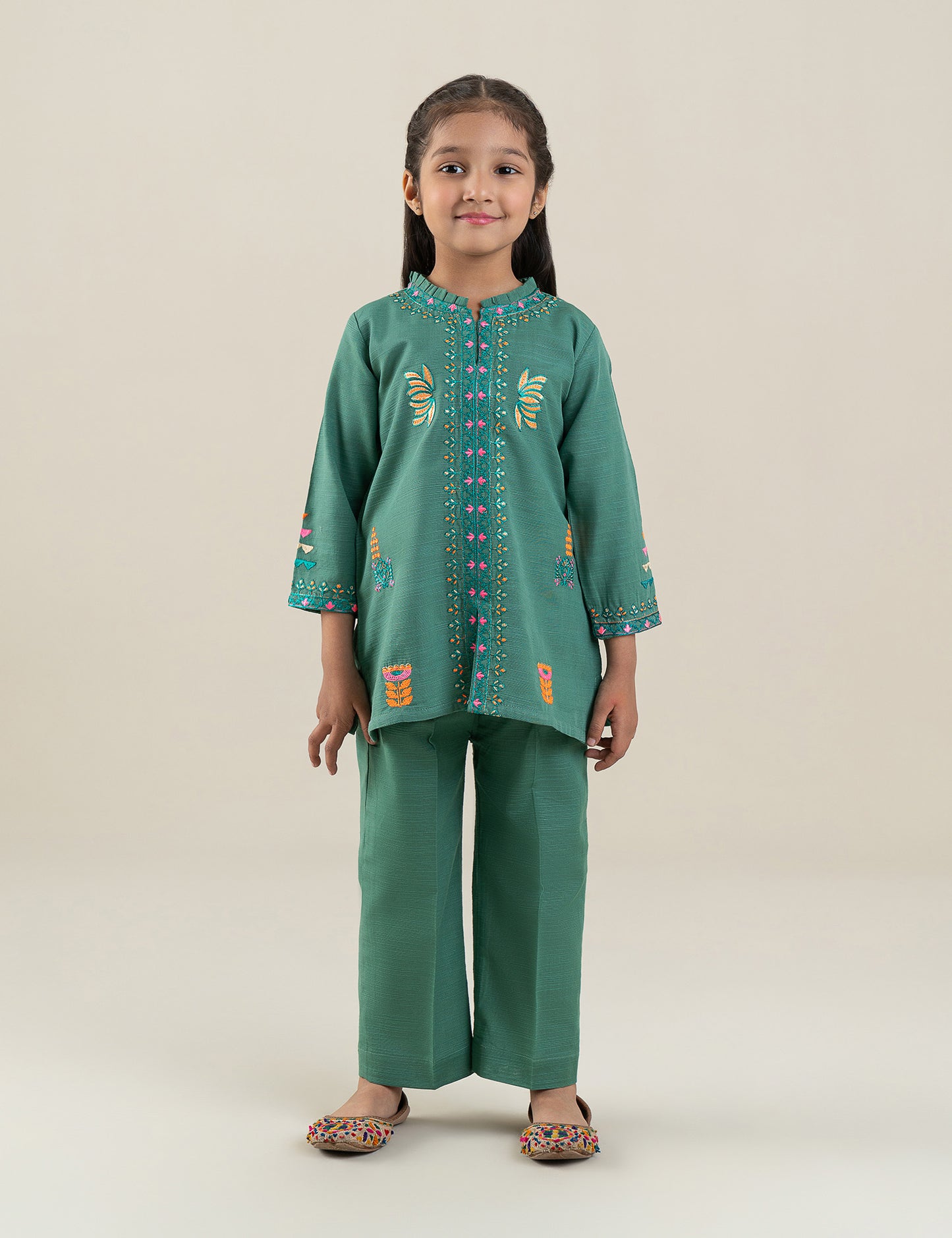 2 PIECE NEON EMBROIDERED SUIT