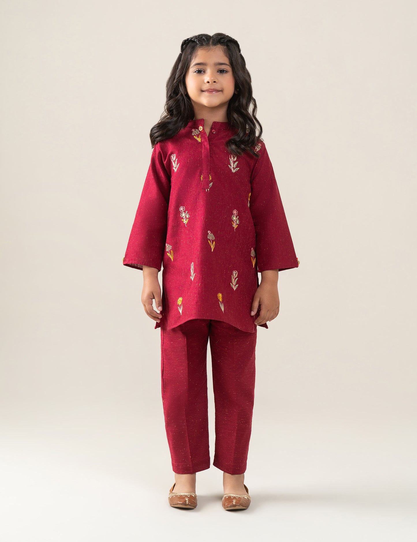 2 PIECE FLORAL EMBROIDERED SUIT