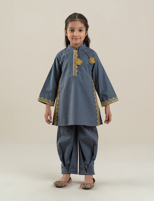 2 PIECE CONTRAST EMBROIDERED SUIT