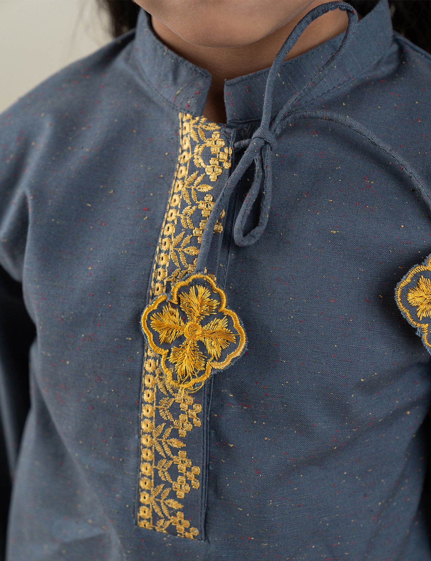 2 PIECE CONTRAST EMBROIDERED SUIT