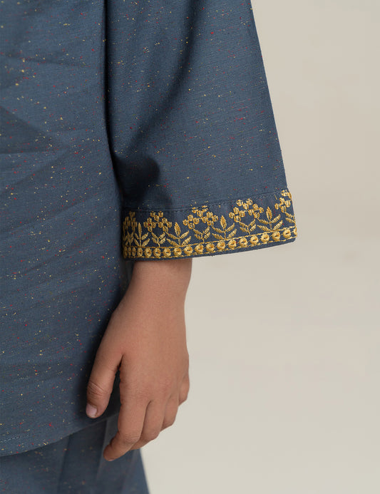 2 PIECE CONTRAST EMBROIDERED SUIT