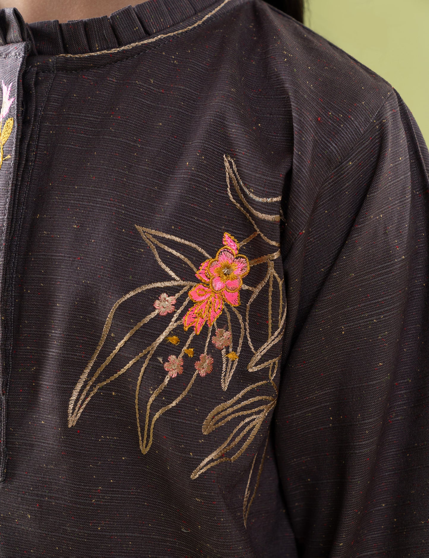 2 PIECE CONTRAST EMBROIDERED SUIT