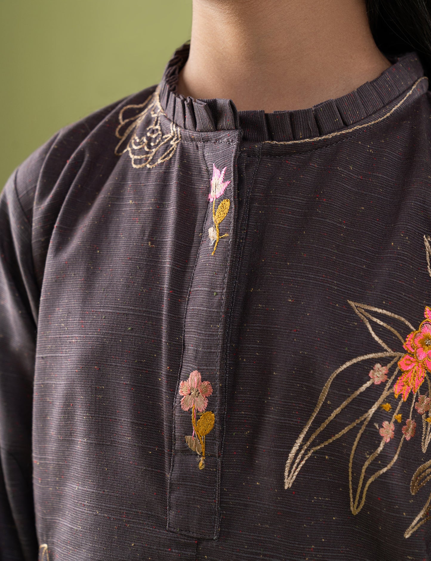 2 PIECE CONTRAST EMBROIDERED SUIT