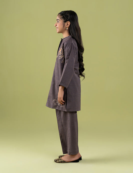 2 PIECE CONTRAST EMBROIDERED SUIT