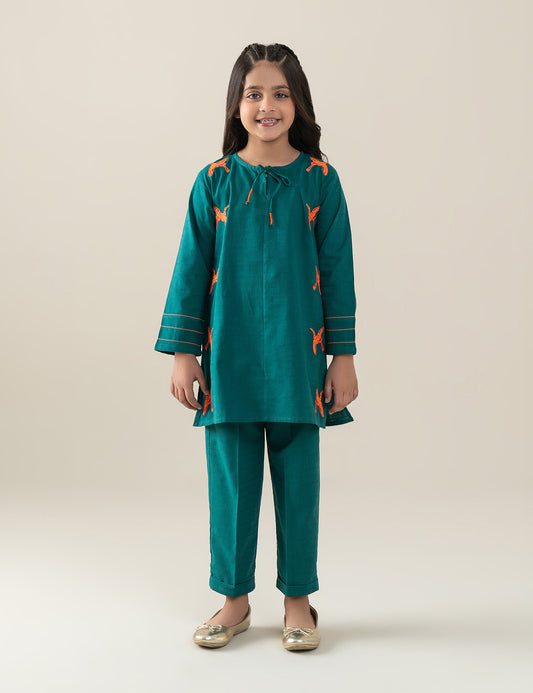 2 PIECE CONTRAST EMBROIDERED SUIT