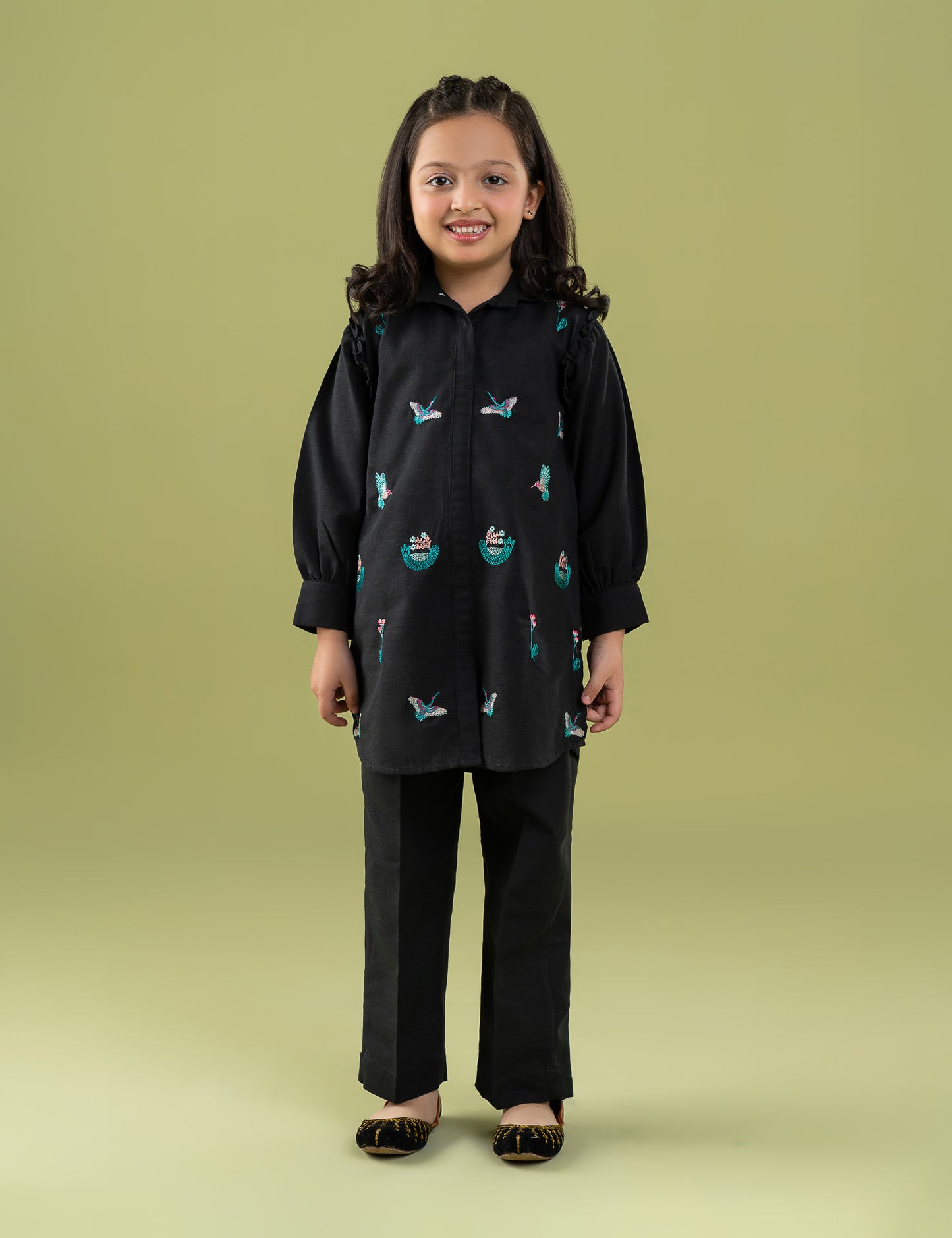 2 PIECE FLORAL EMBROIDERED SUIT