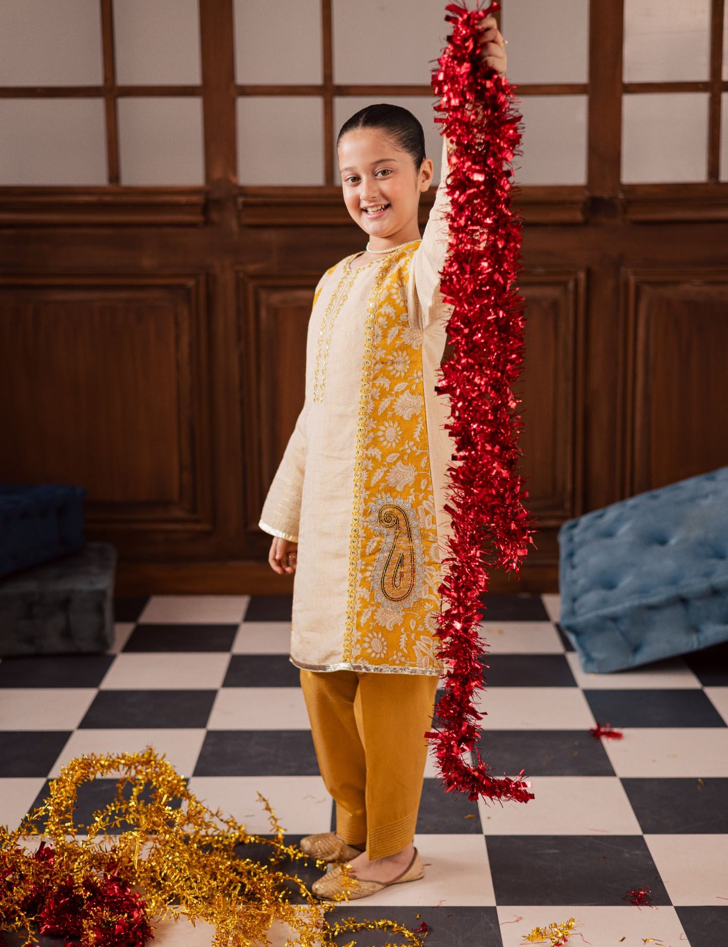 2 PIECE BLOCK PRINTED EMBROIDERED SUIT