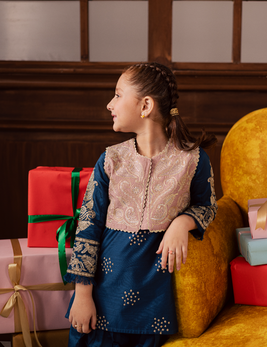 2 PIECE FLORAL EMBROIDERED WAISTCOAT SUIT