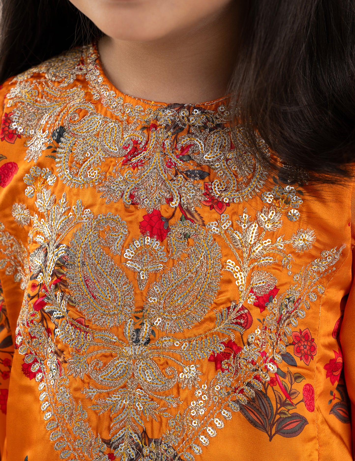 2 PIECE SILK PRINTED EMBROIDERED SUIT