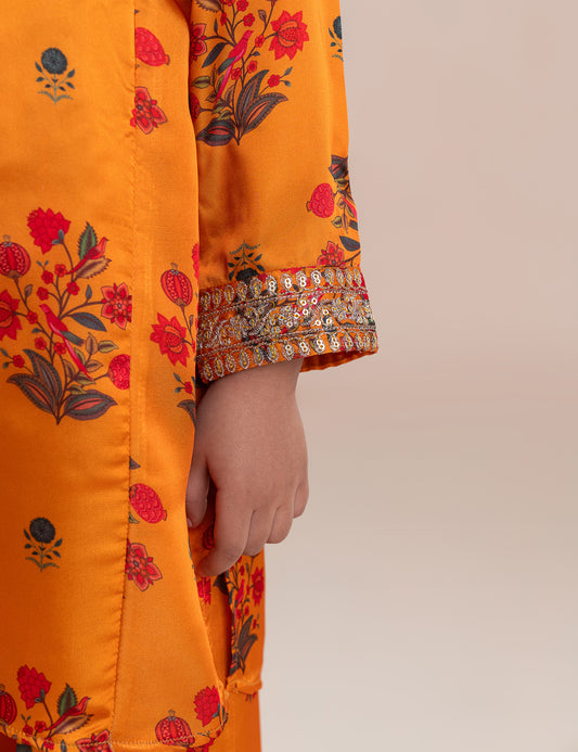 2 PIECE SILK PRINTED EMBROIDERED SUIT