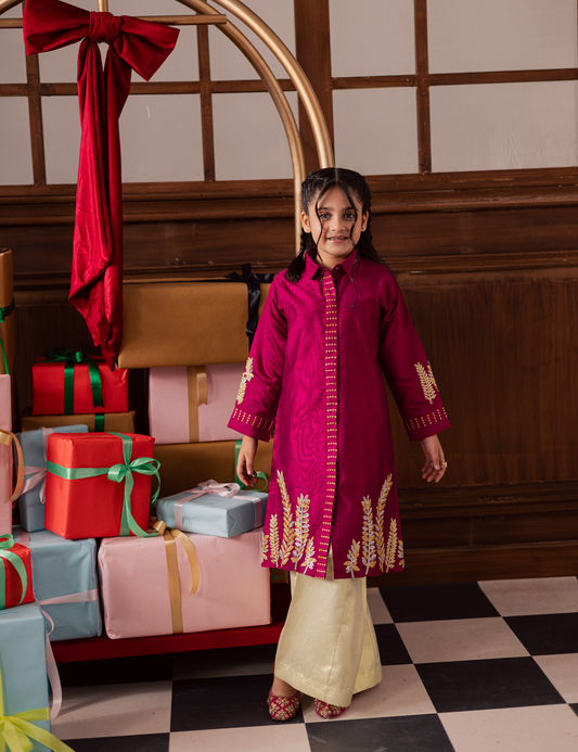 2 PIECE BUTTON DOWN EMBROIDERED SUIT