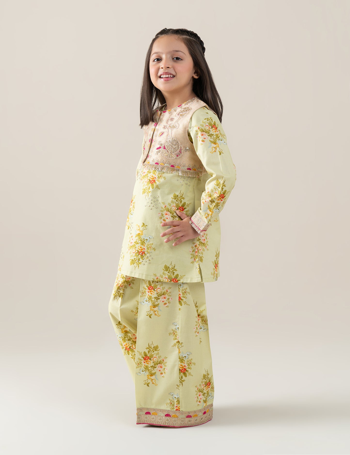 2 PIECE FLORAL EMBROIDERED WAISTCOAT SUIT