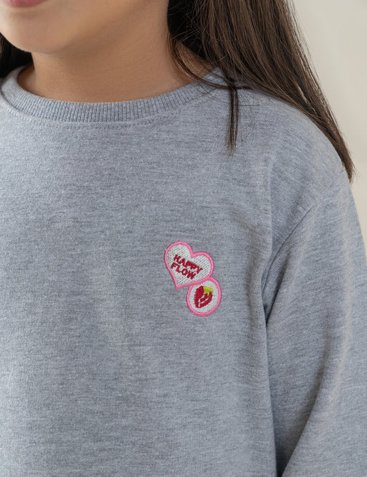 FLORAL PATCHWORK SWEATSHIRT DRESS