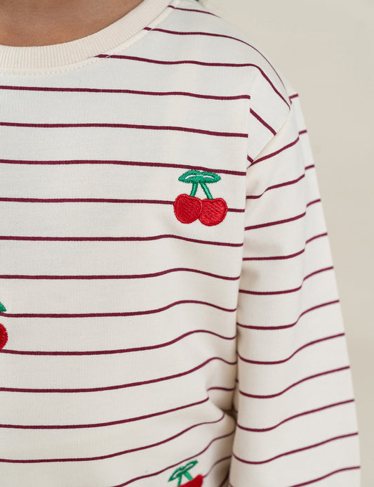 CHERRY STRIPED SWEATSHIRT
