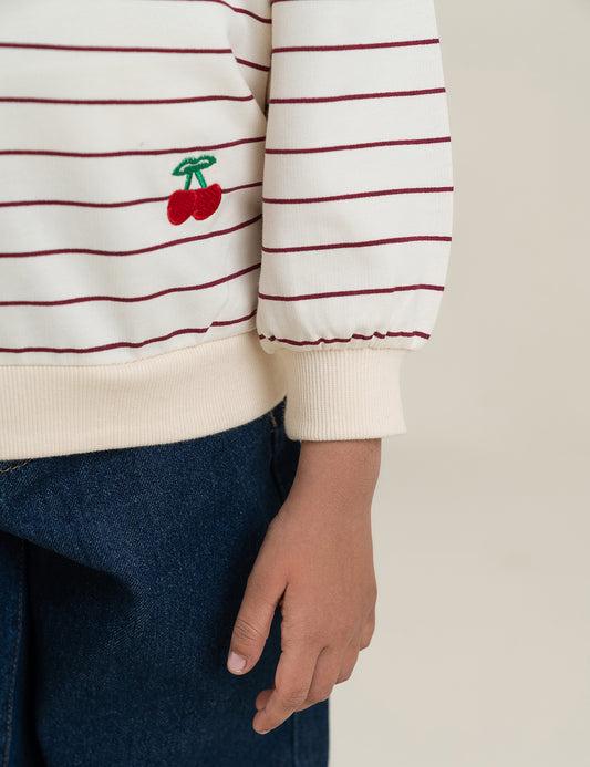 CHERRY STRIPED SWEATSHIRT