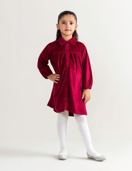 BUTTON DOWN VELVET DRESS