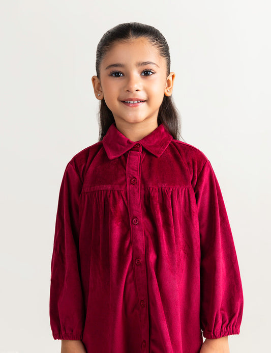 BUTTON DOWN VELVET DRESS