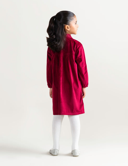 BUTTON DOWN VELVET DRESS