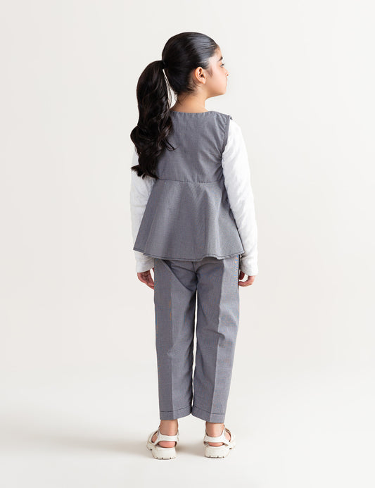2 PIECE CHECKERED PEPLUM SUIT