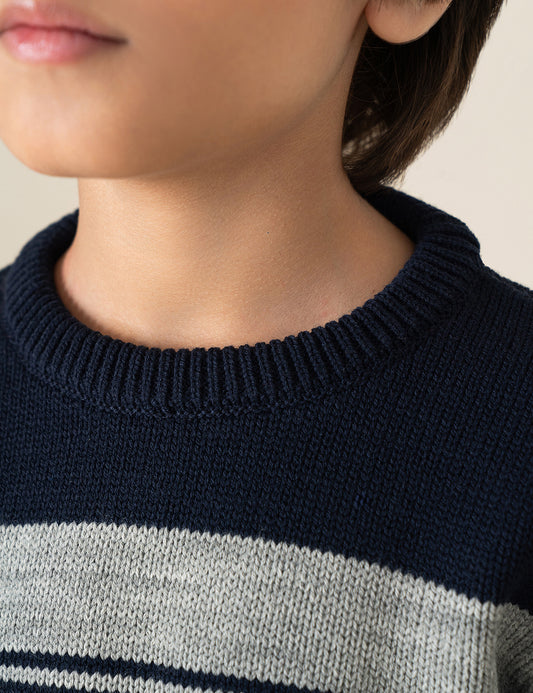 STRIPED HIGH NECK SWEATER