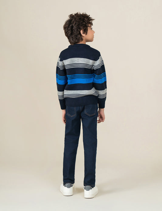 STRIPED HIGH NECK SWEATER