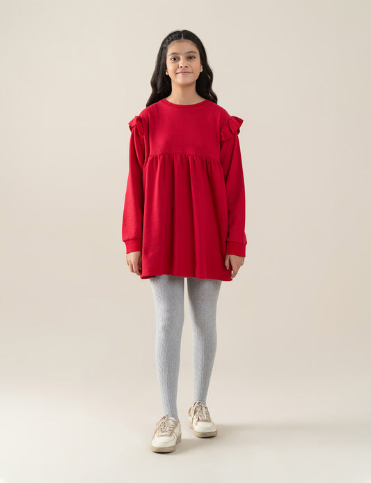 RUFFLE SHOULDER DRESS