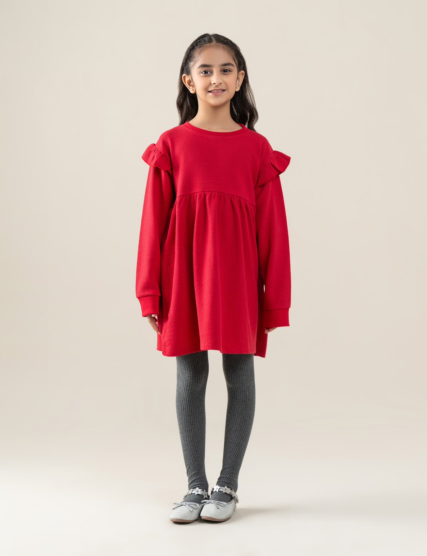 RUFFLE SHOULDER DRESS