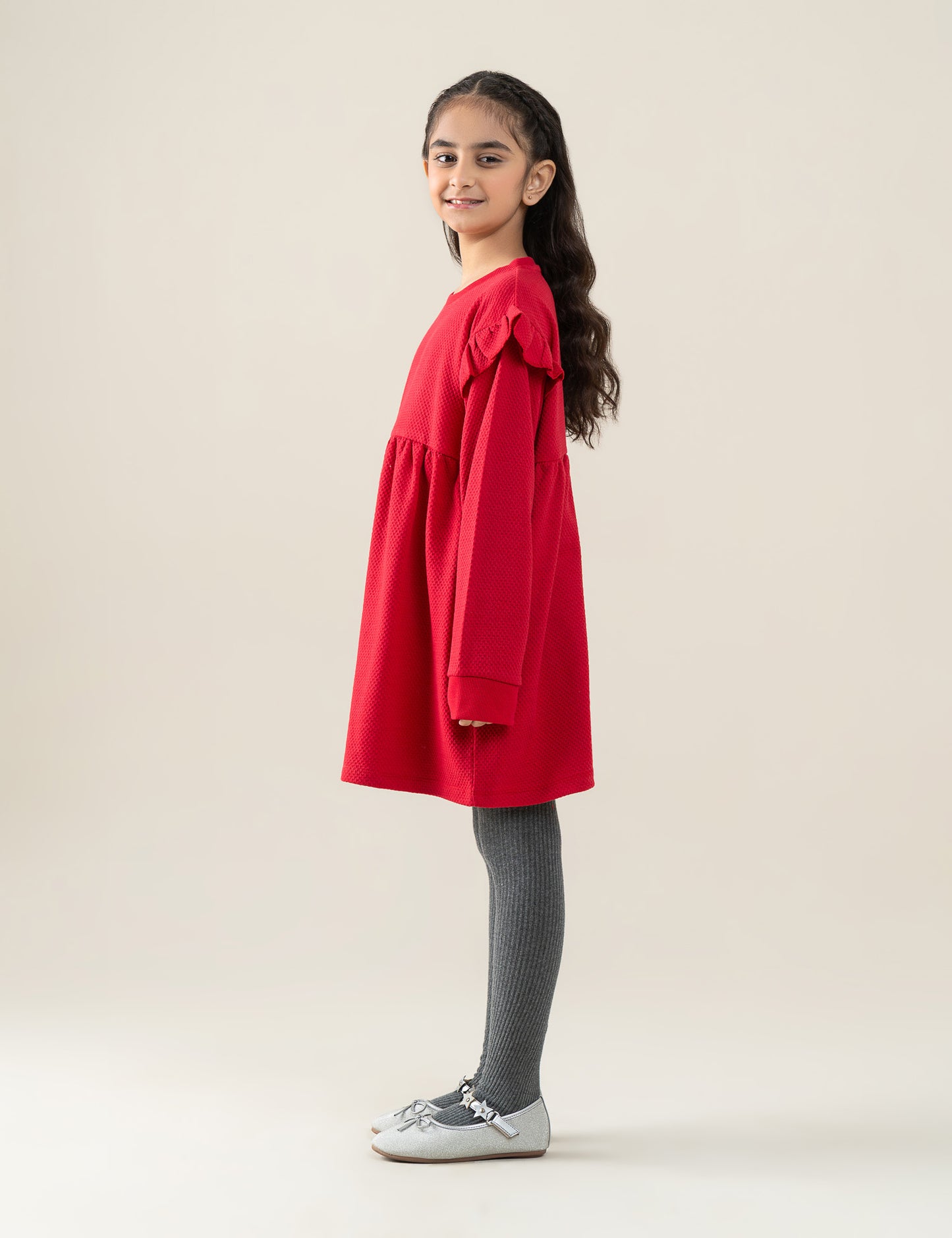 RUFFLE SHOULDER DRESS