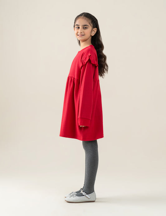 RUFFLE SHOULDER DRESS