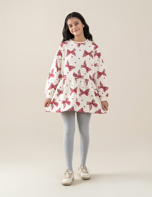 BOW & HEART PRINTED DRESS
