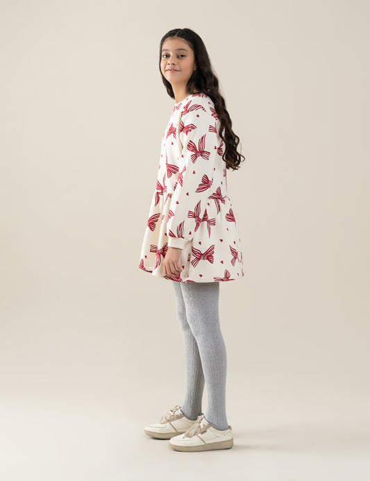 BOW & HEART PRINTED DRESS