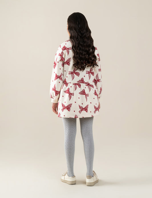 BOW & HEART PRINTED DRESS