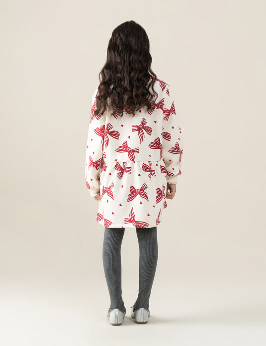 BOW & HEART PRINTED DRESS