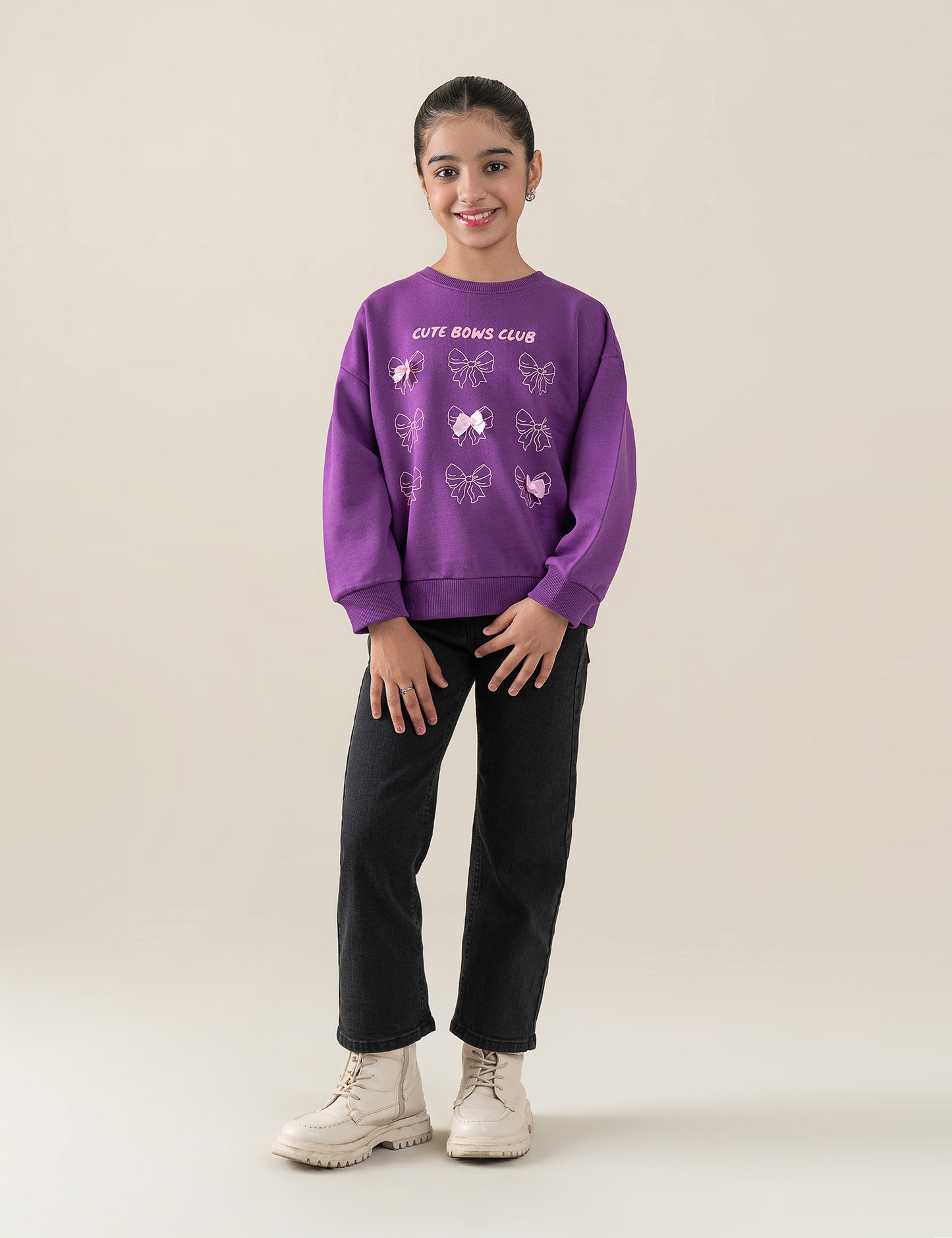 CUTE BOWS CLUB PRINTED SWEATSHIRT