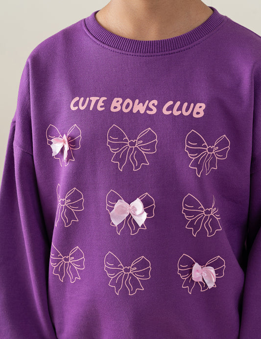 CUTE BOWS CLUB PRINTED SWEATSHIRT