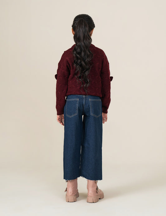 KNITTED SWEATER WITH BOW ACCENTS