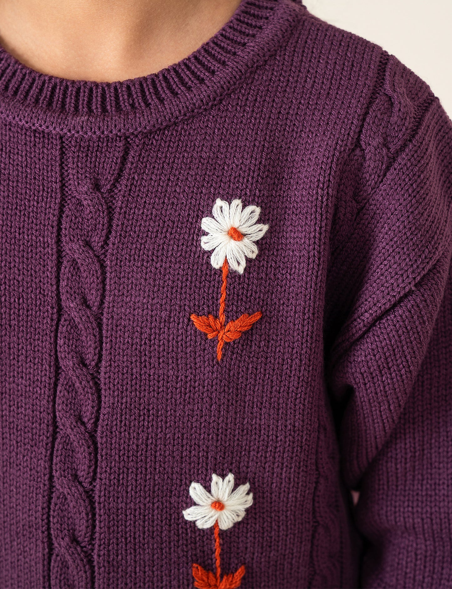 FLORAL EMBROIDERED KNITTED SWEATER